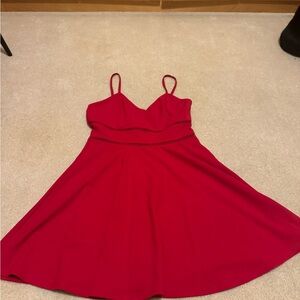 Red Spaghetti Skater Dress